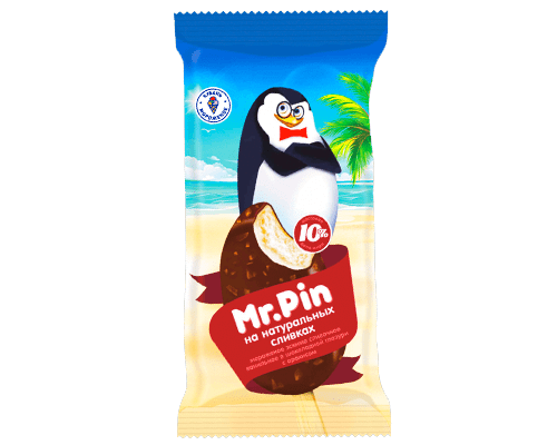 Мороженое эскимо сливочное "Mr Pin" ванильное в шоколадной глазури с арахисом