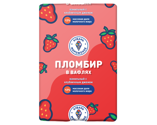 Пломбир (брикет) ваниль с клубничным джемом