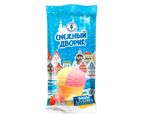 Мороженое с змж "Снежный дворик" 2-х слойное банан-клубника в/с