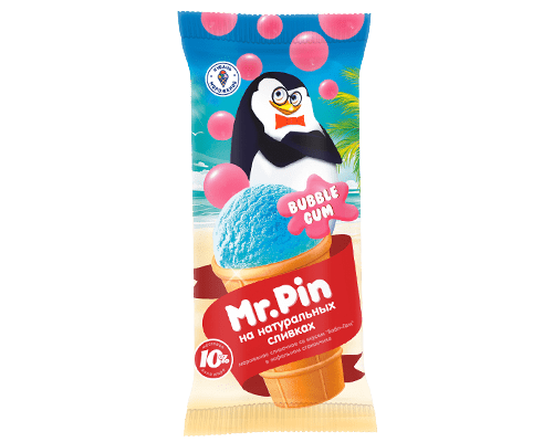 Мороженое сливочное "Mr Pin" со вкусом "Бабл-гам"