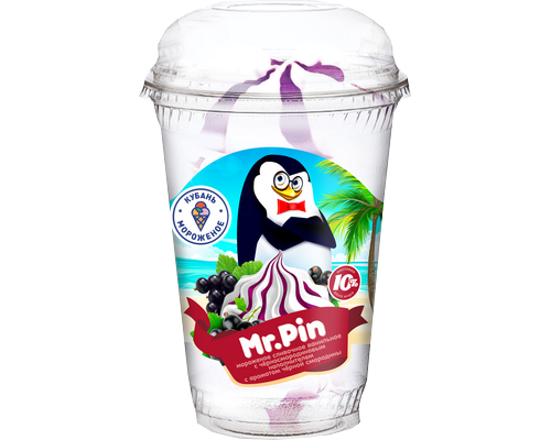 Мороженое  сливочное  "Mr Pin" ванильное с черносмородиновым наполнителем пл/с