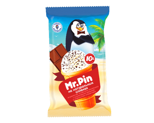 Мороженое сливочное "Mr Pin" ваниль с шоколадной крошкой  в/с