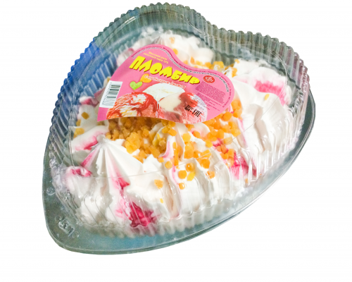 Пломбир (торт-сердце)  ванильный с клубничным джемом и мармеладом