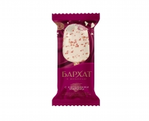 Эскимо пломбир со вкусом малины в белой глазури "Бархат" с кусочками малины