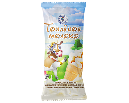 Мороженое пломбир со вкусом топленого молока с мягкой карамелью